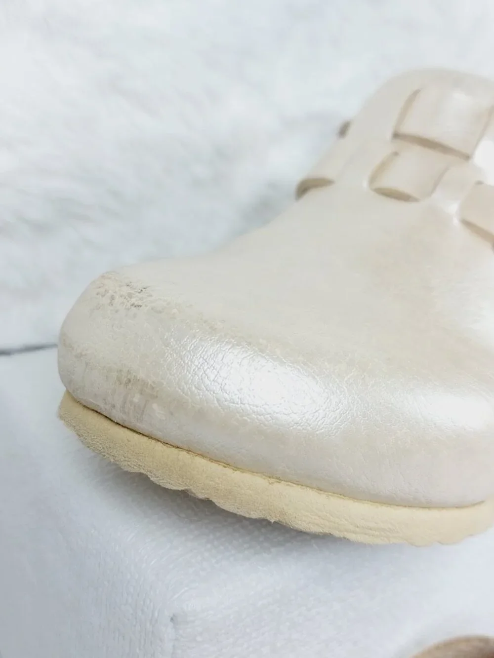 Birkenstock Cream Metallic Two-Strap Clog Sandal for Kids